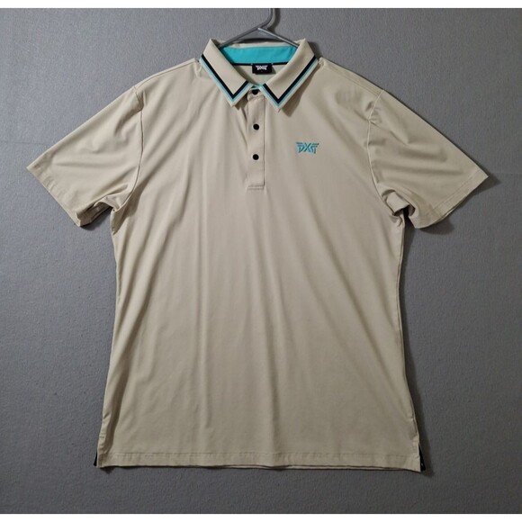 PXG Parsons Extreme Golf Polo Shirt Men's Large Tan Khaki Performance Stretch - Picture 1 of 8